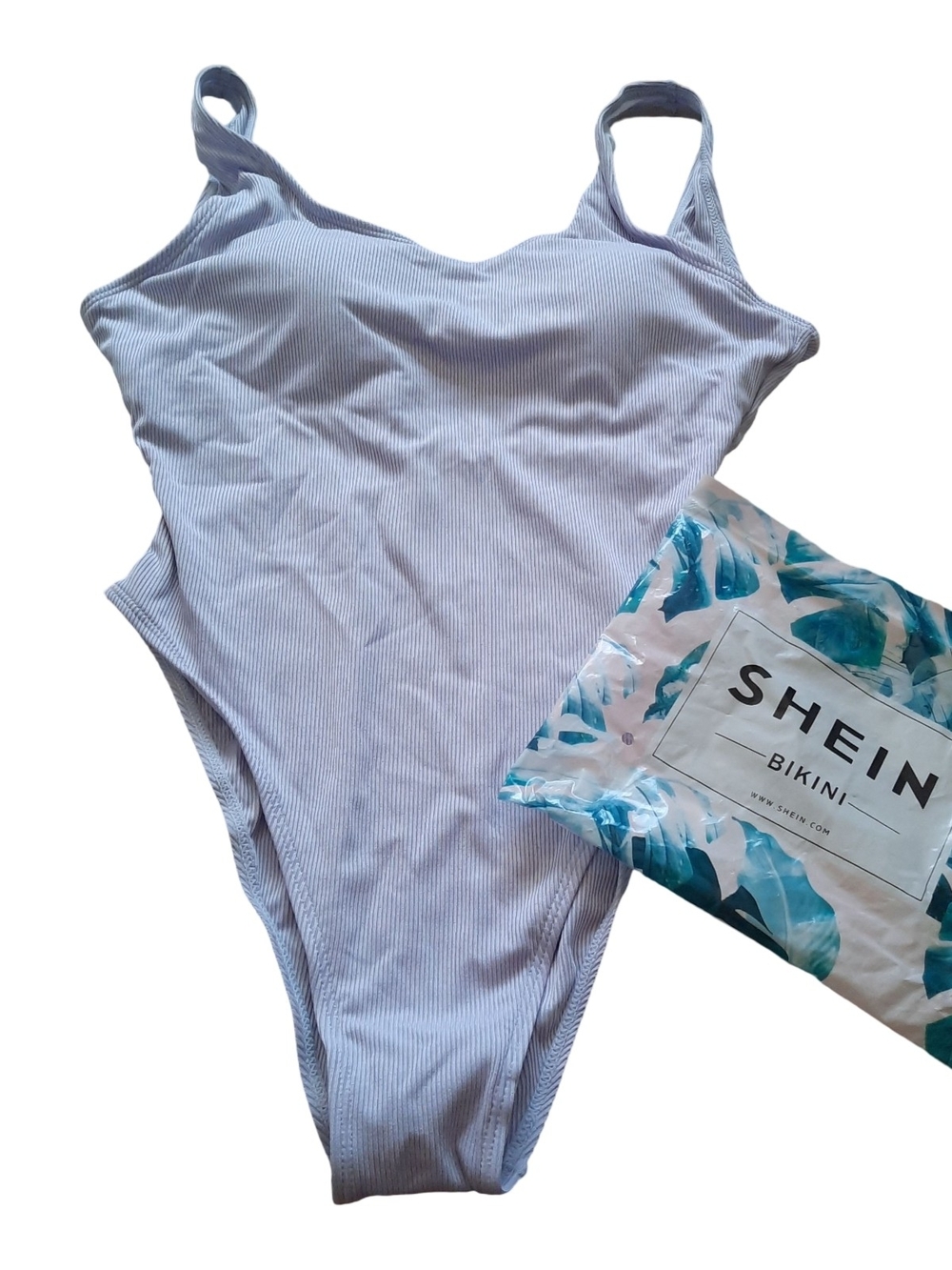 SHEIN Ribbed One-Piece Swimsuit in Light Lavender
